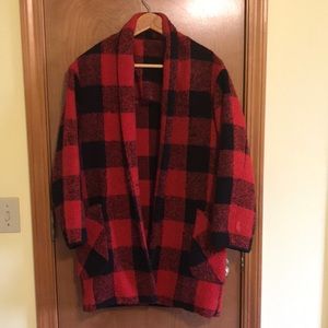 Buffalo Checkered Print Shawl Coat
